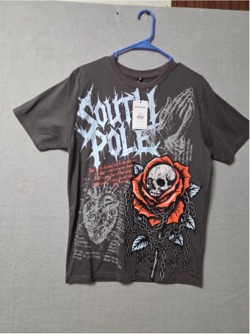 Men's Southpole Graphic T-Shirt Size S Grey Orange Short Sleeve Tee